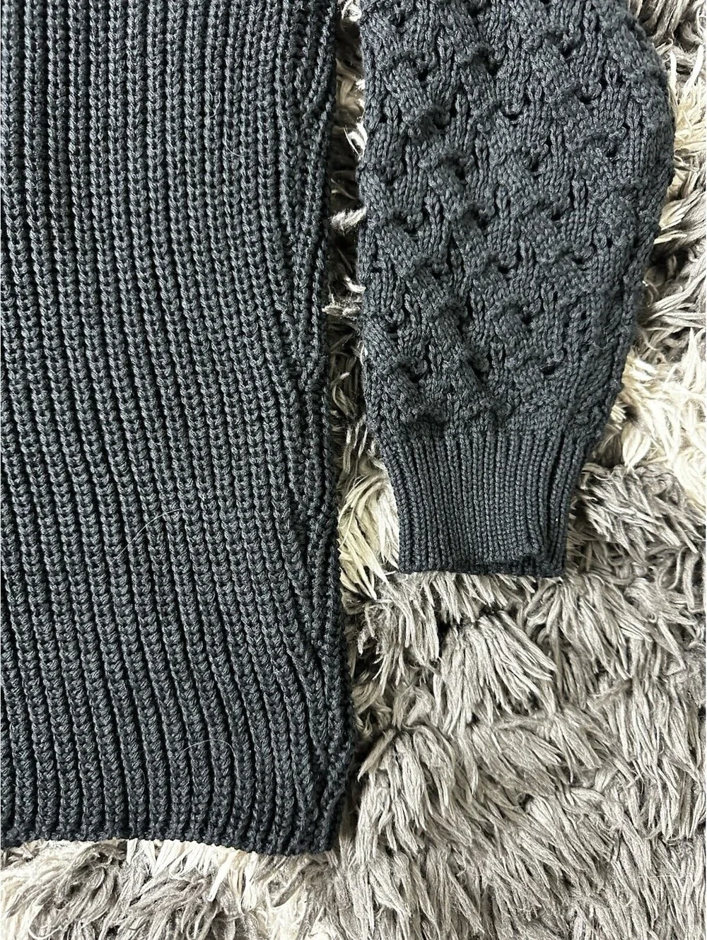 NWT Knox Rose Women's Open Front Cable Knit Cardigan Sweater Black Size M